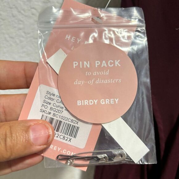 Birdy Grey  Cabernet Burgundy Spaghetti Chiffon Kaia Maxi Dress Plus Size 2X - Picture 16 of 16